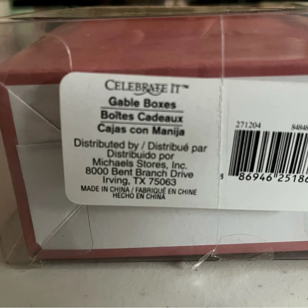 Gable boxes. Looks like Chinese take out boxes  for gifts. 9 in package one used